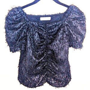 GIRL'S ZARA BLACK RUCHED TOP WITH FRINGES | SIZE 9